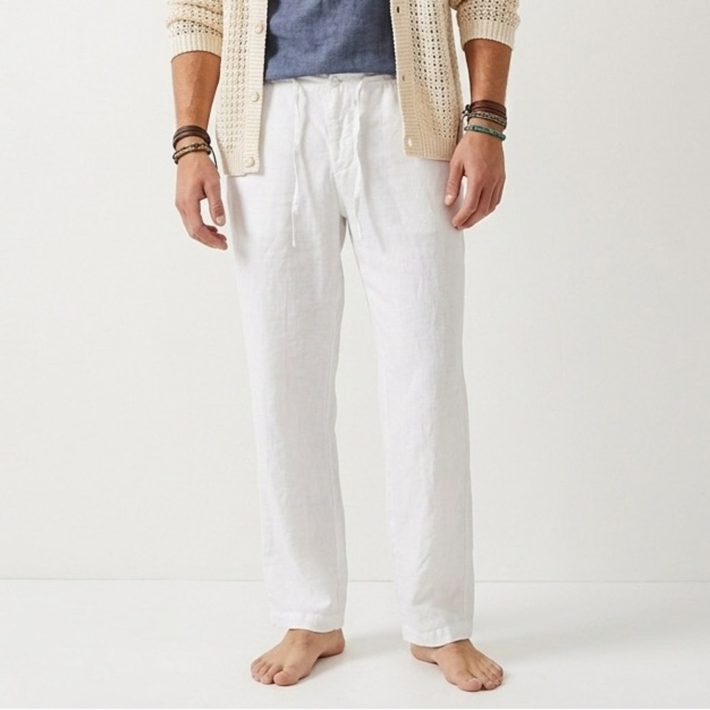 Linen PATRICK ASSARAF TOSCANO White XL Tall Drawstring Pant Quiet Luxury FLAW
